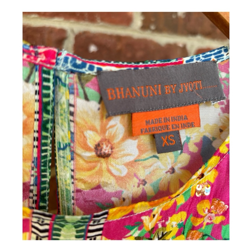 NWOT Anthropologie Bhanuni By Jyoti Mixed Print Beaded Top Size XS - Picture 9 of 15